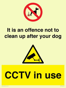 It is an offence not to clean up after your dog. CCTV in use